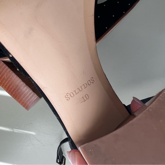 Soludos Colette Brass Studs Block Heels 10 - Picture 4 of 9